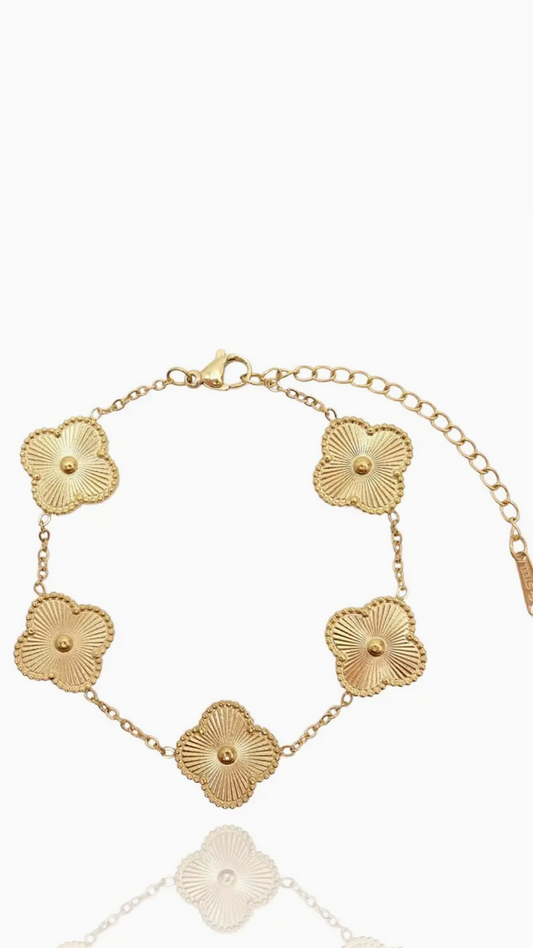 All Gold Clover Leaf Bracelet - Chic by Taj