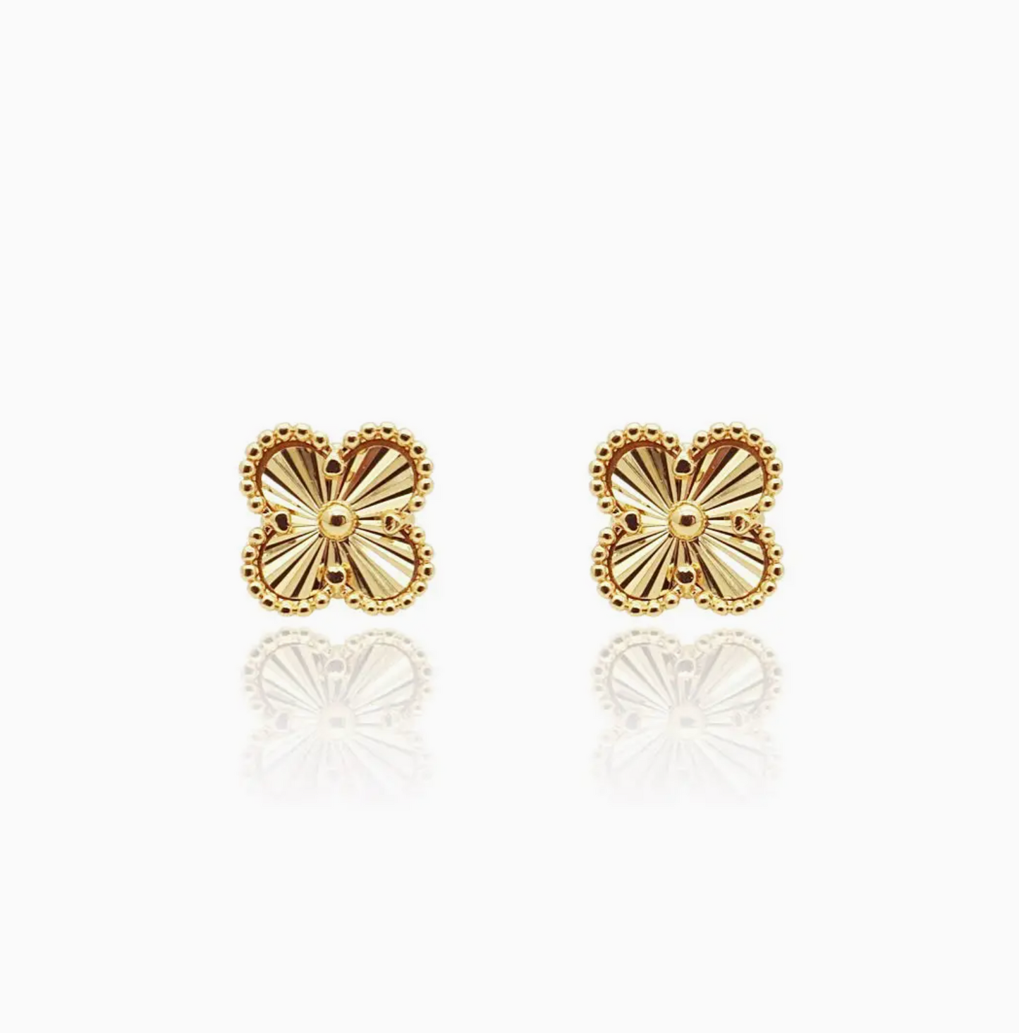 18k Gold Clover Stud Earrings