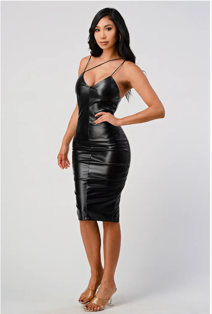 Pu (Faux Leather) Bodycon Dress - Chic by Taj
